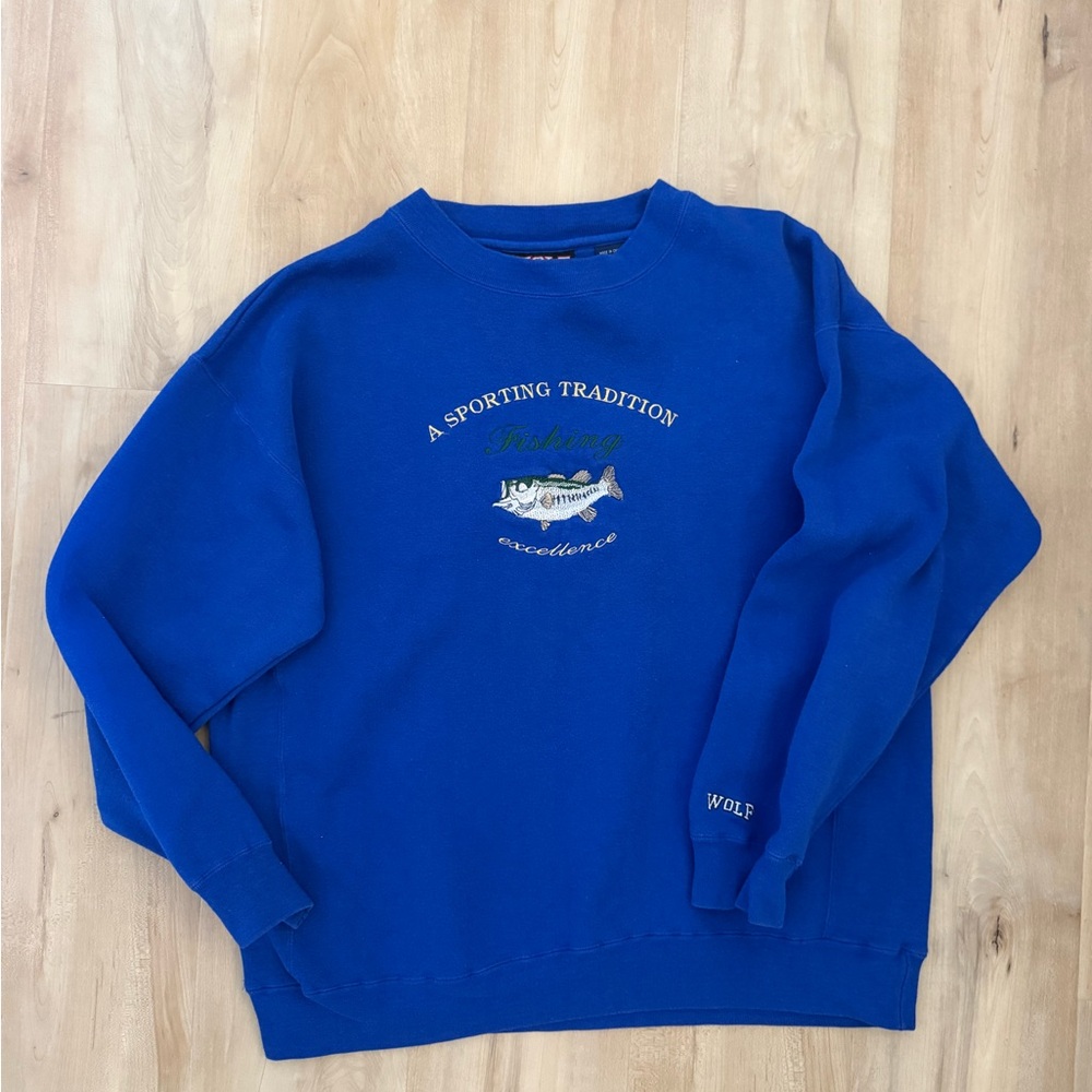 Vintage wolf sweater fisherman sport crewneck